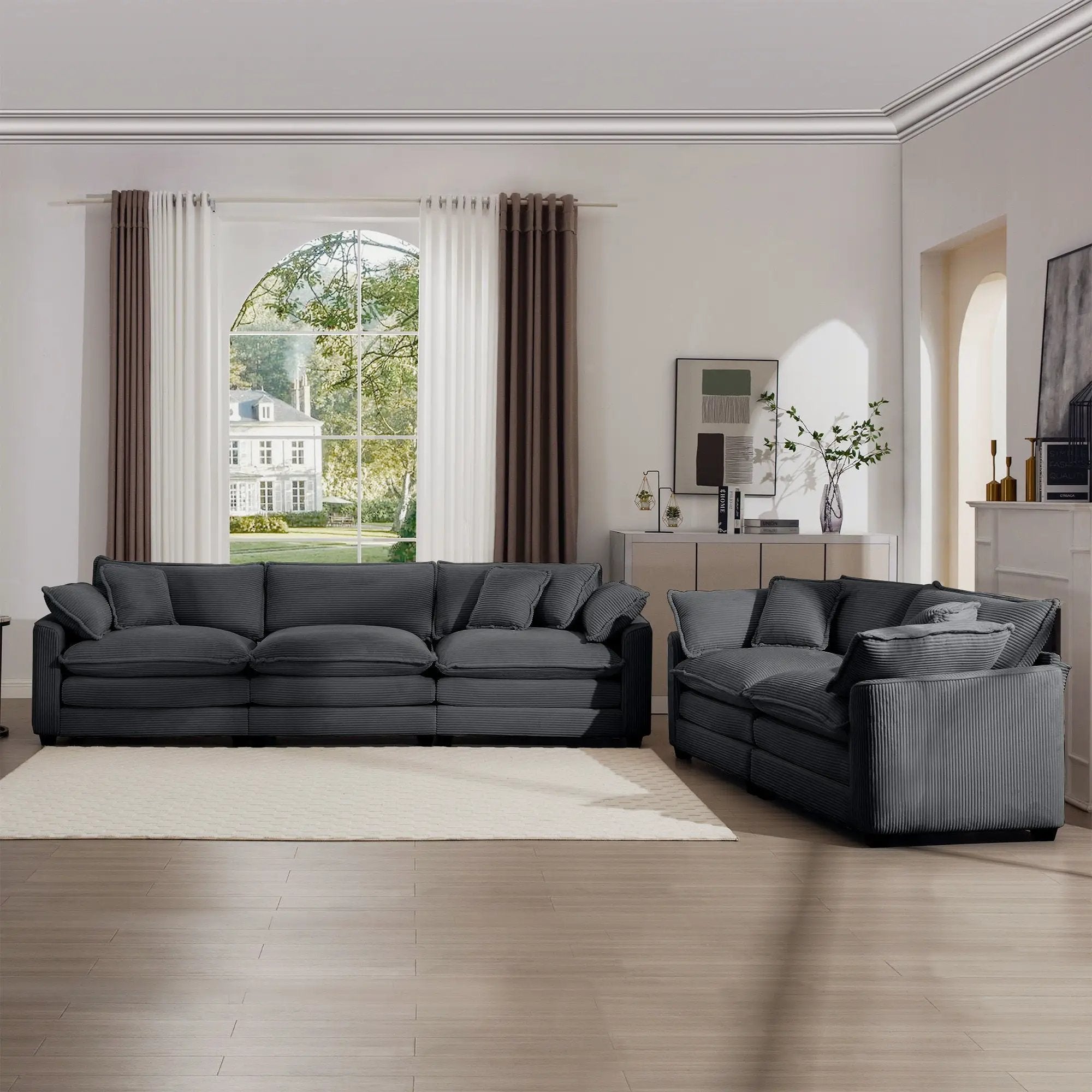Elegant Oversized Sectional Sofa Set With Deep Seats And Flexible Layout by HouseOfZazla