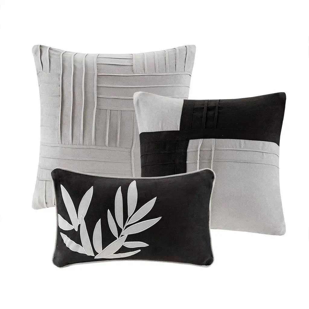 7 Piece Faux Suede Comforter Set Grey Cal King by HouseOfZazla
