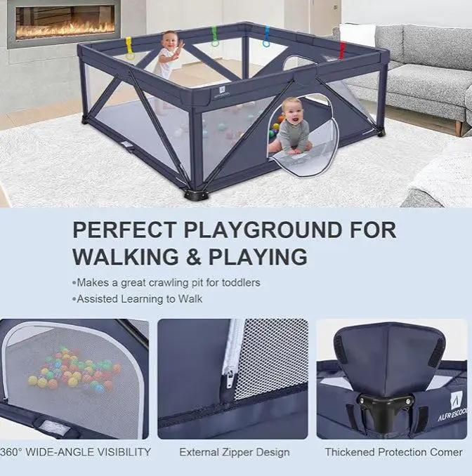 Foldable Baby Gate Playpen, 71"x71"(35 sq. ft Space), Extra Large Playards for Toddler, Kids Activity Center for Home Travel by Selzalot