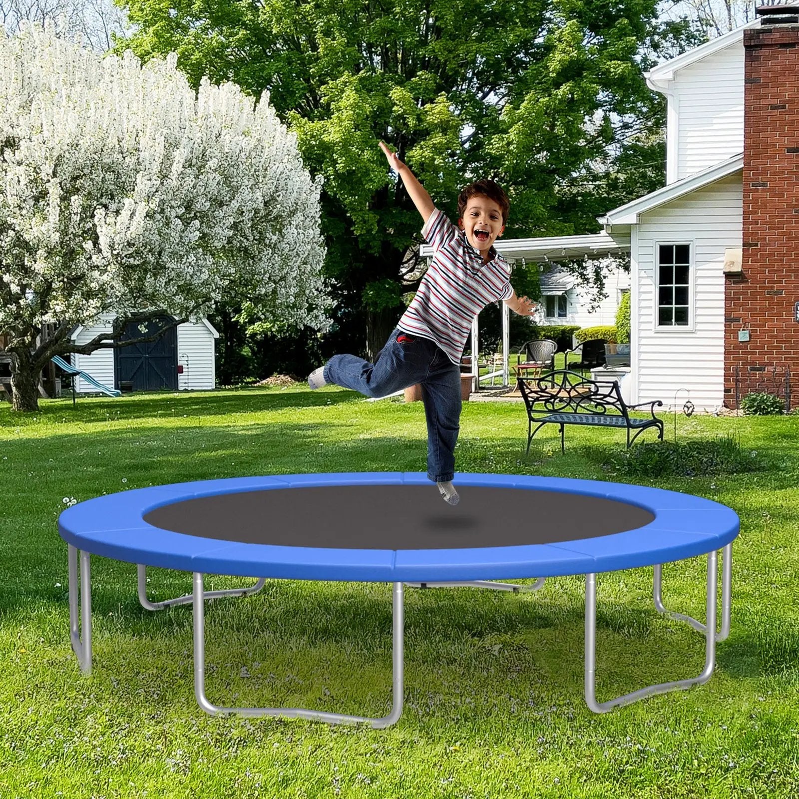 8-16 FT Trampoline Pad Replacement Safety Pad with Fixing Straps (Blue) by DirectDeals