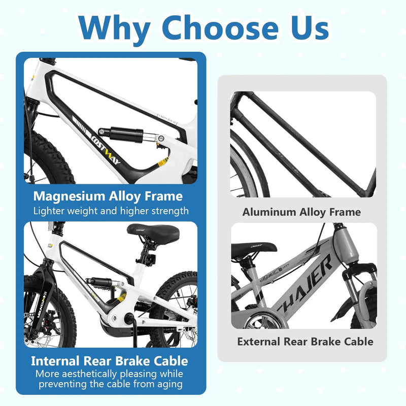 16 Inch Kids Bike Magnesium Alloy Bicycle Adjustable for Aged 4 to 7-16 inches by DirectDeals