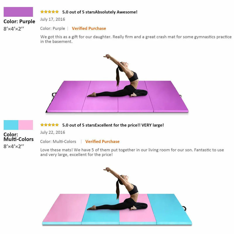 8 x 4 Feet Folding Gymnastics Tumbling Mat-Purple by DirectDeals