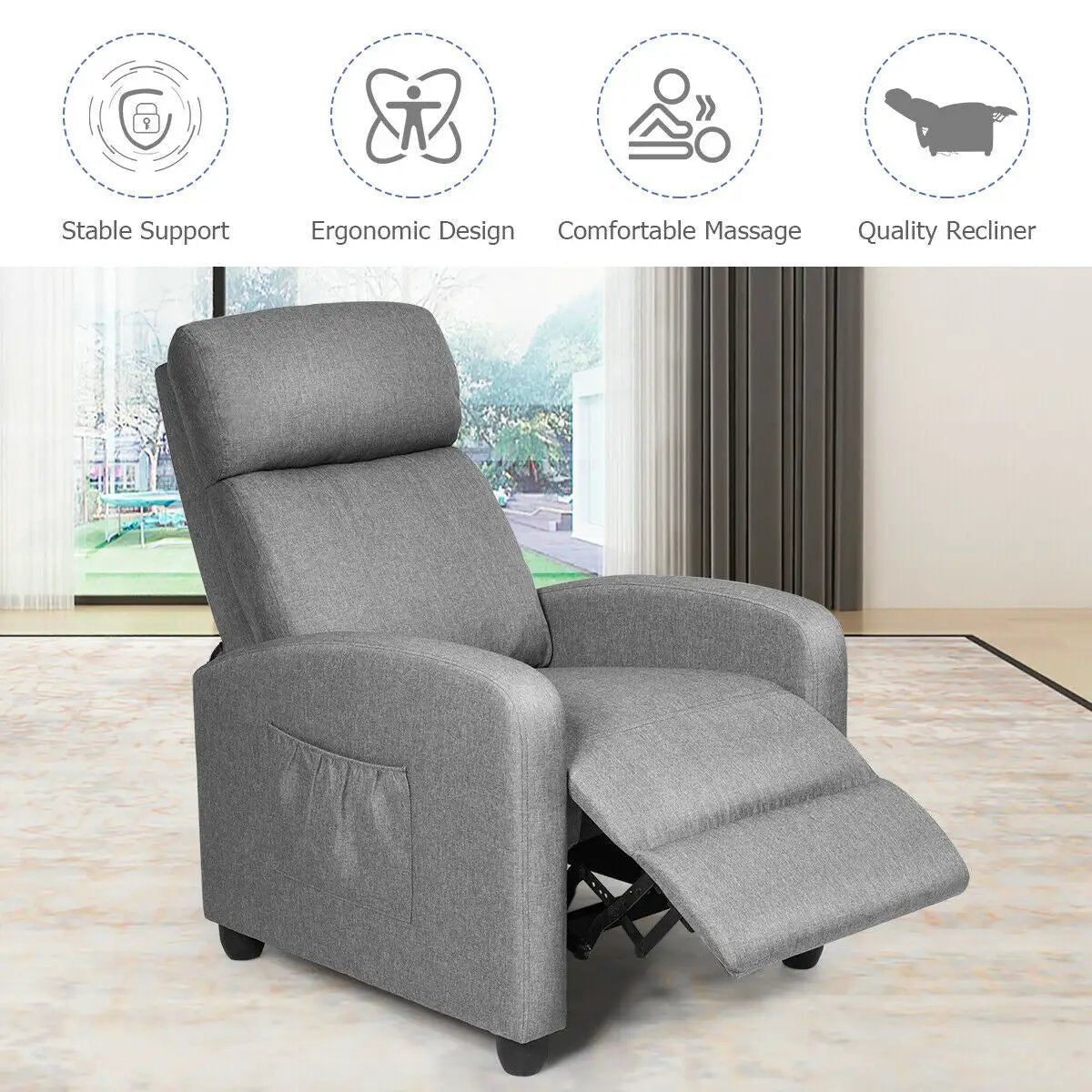 Recliner Sofa Wingback Chair with Massage Function, photo 16 of 24