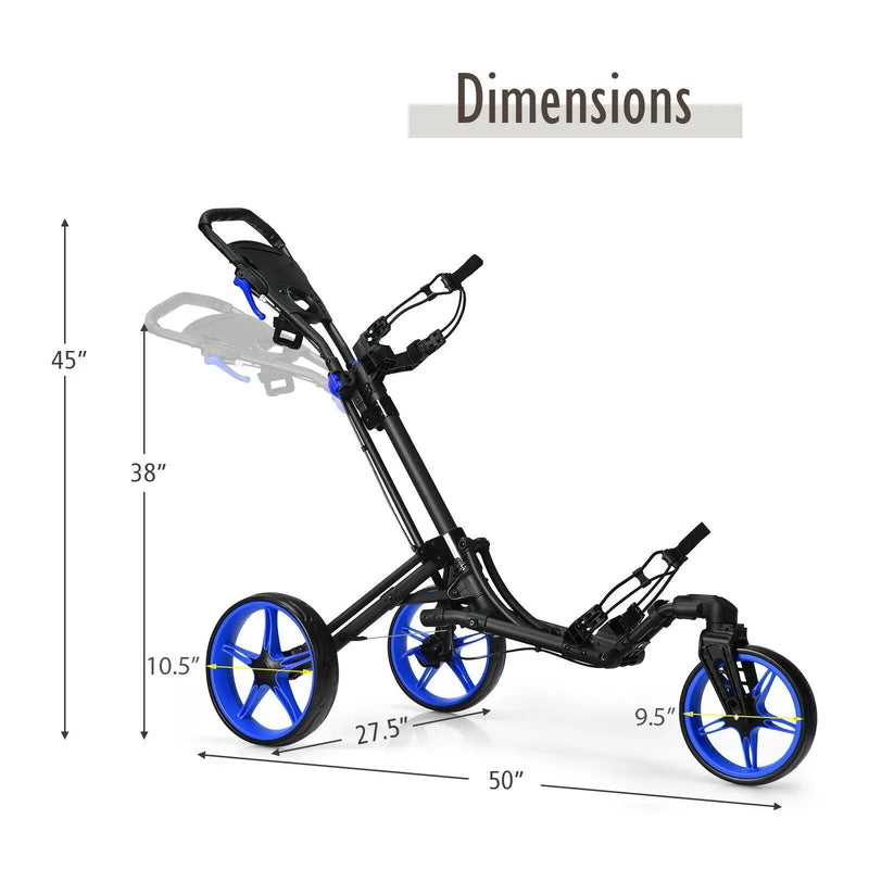 Folding Golf Push Cart with Scoreboard Adjustable Handle Swivel Wheel by DirectDeals