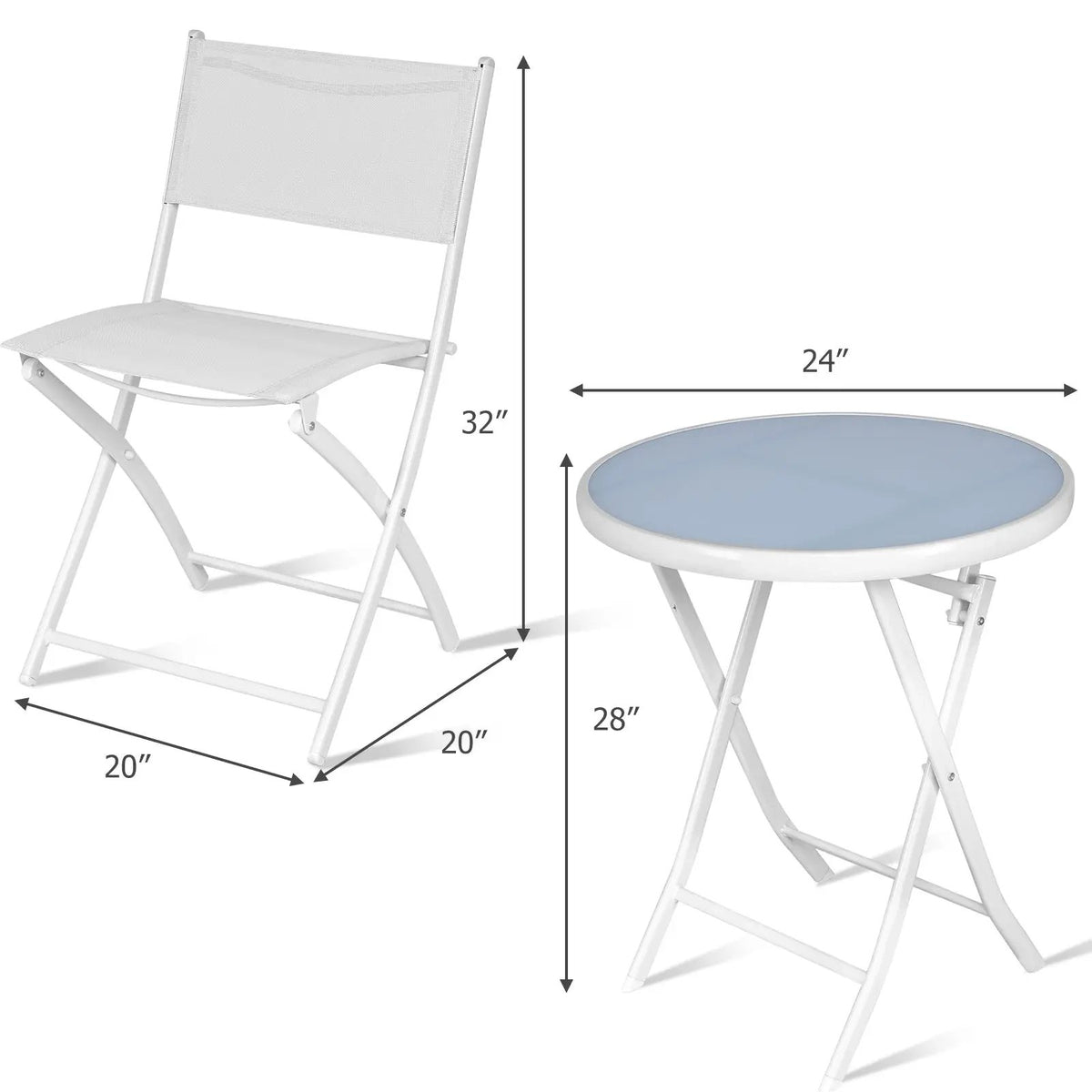 3 Pieces Patio Folding Bistro Set for Balcony or Outdoor Space, photo 4 of 8