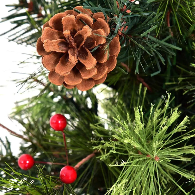 LED Christmas Tree with Red Berries Pine Cones by DirectDeals
