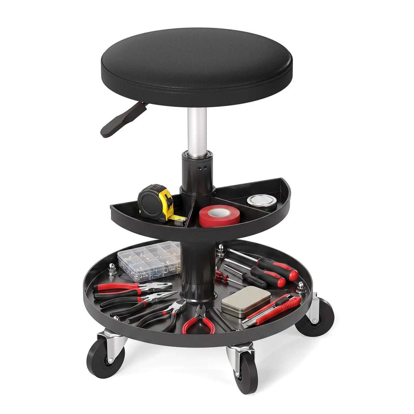 Adjustable Rolling Mechanic Stool with Tool Trays by DirectDeals