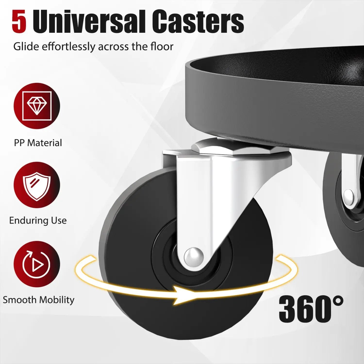 Adjustable Rolling Mechanic Stool with Tool Trays by DirectDeals