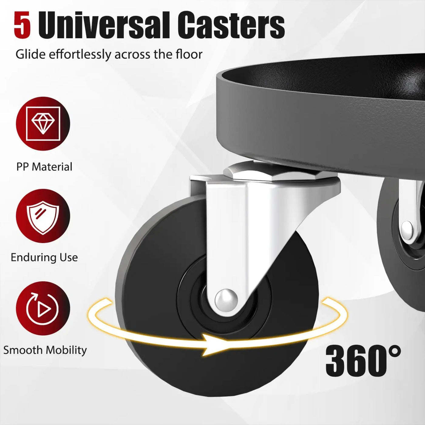 Adjustable Rolling Mechanic Stool with Tool Trays by DirectDeals