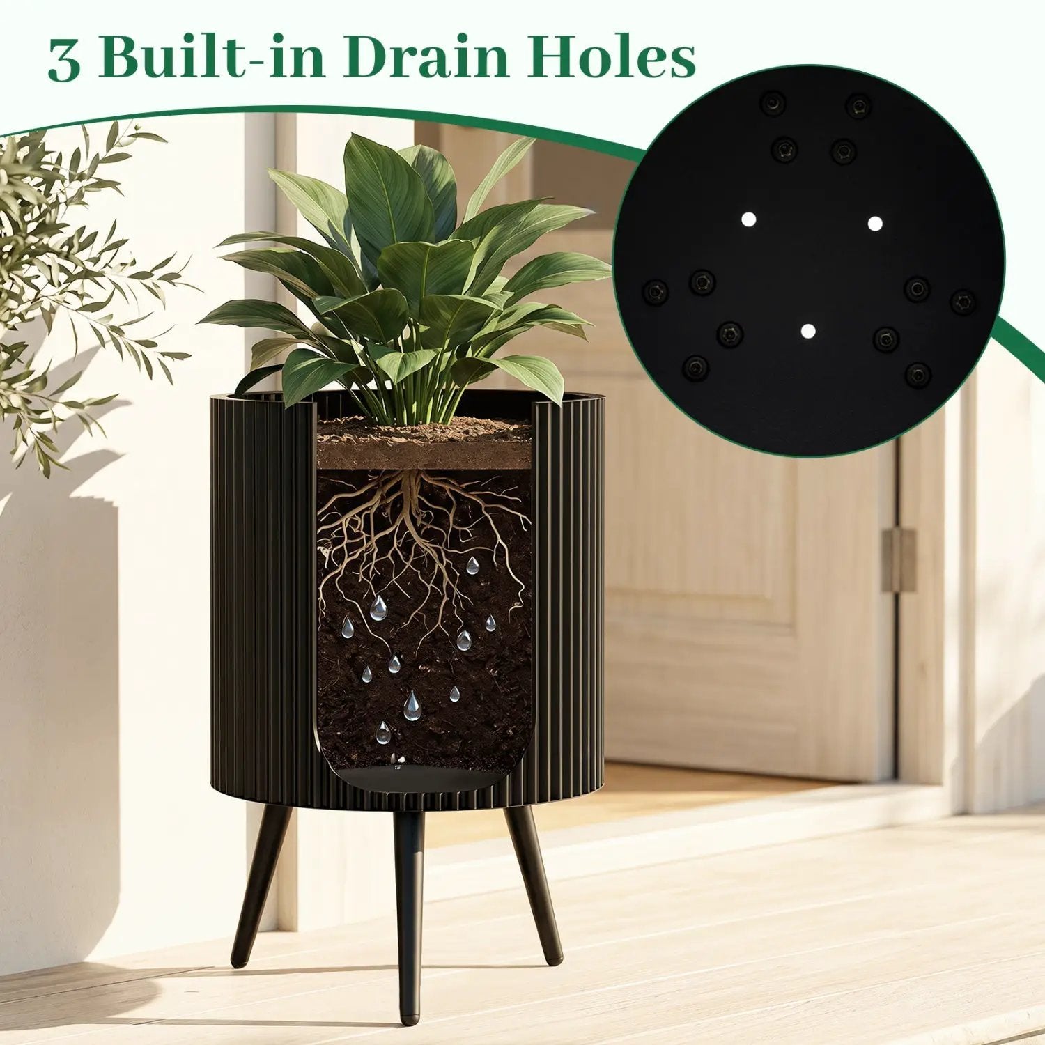 20-Inch Raised Metal Planter with Stand and Drainage Holes by DirectDeals