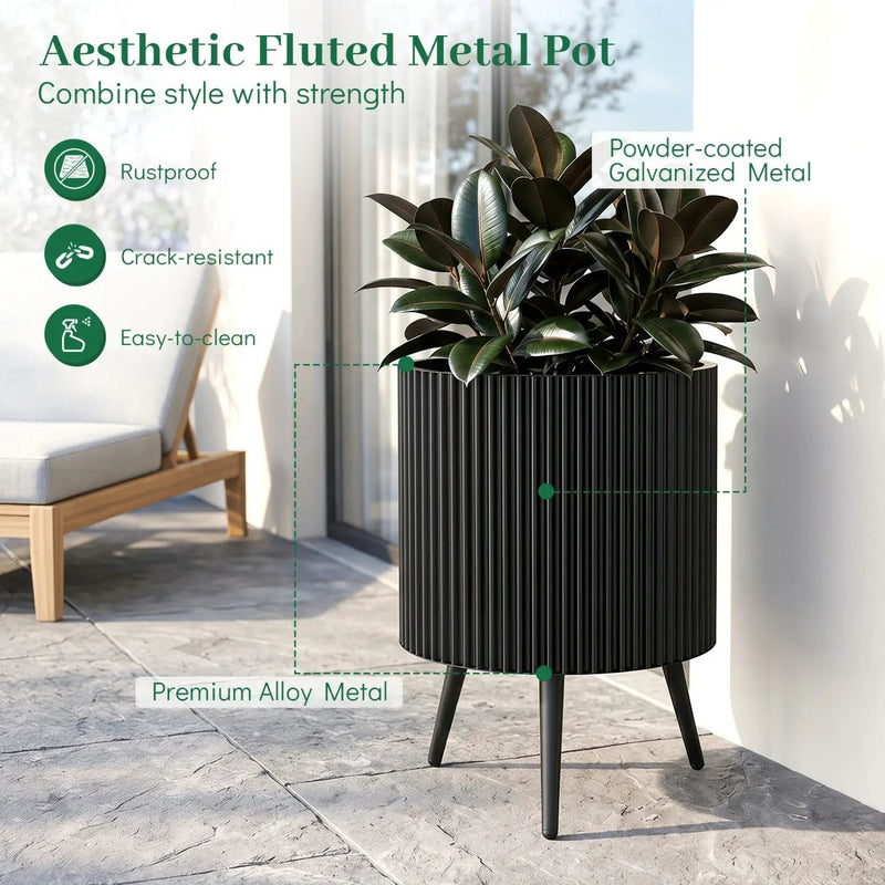 20-Inch Raised Metal Planter with Stand and Drainage Holes by DirectDeals