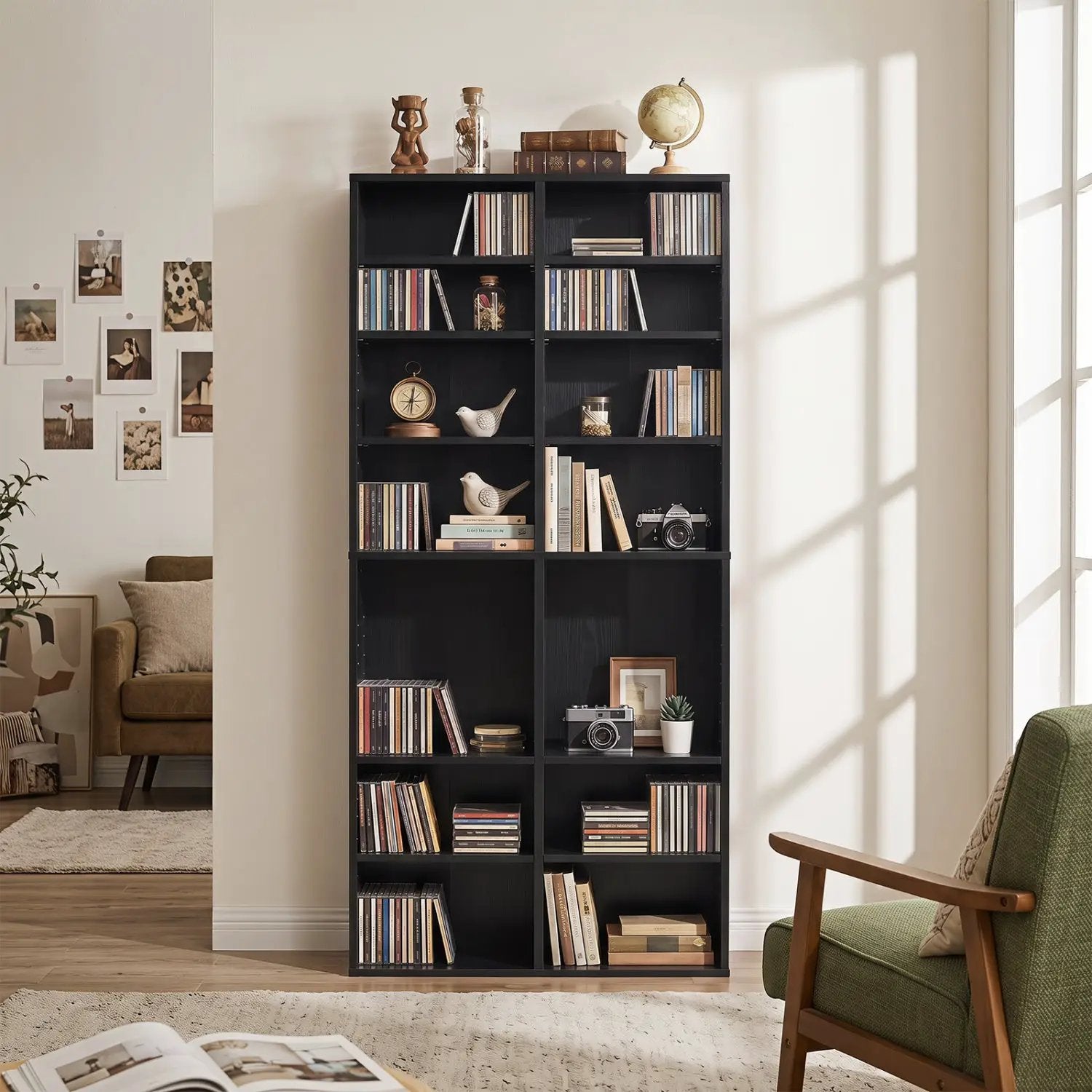 16 Compartment CD Storage Unit with Adjustable Shelves 54" by DirectDeals