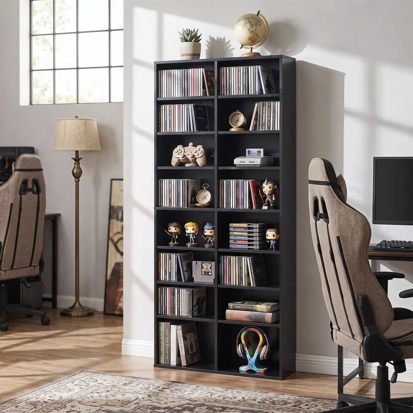 16 Compartment CD Storage Unit with Adjustable Shelves 54" by DirectDeals
