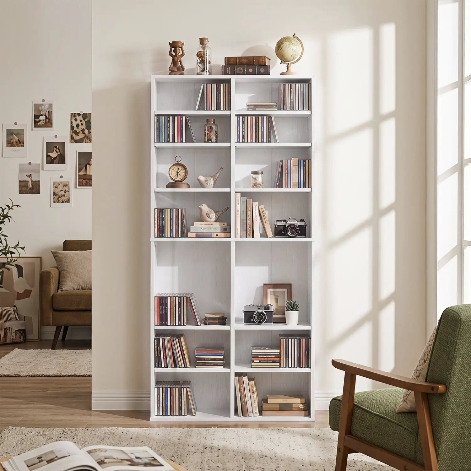16 Compartment CD Storage Unit with Adjustable Shelves 54" by DirectDeals