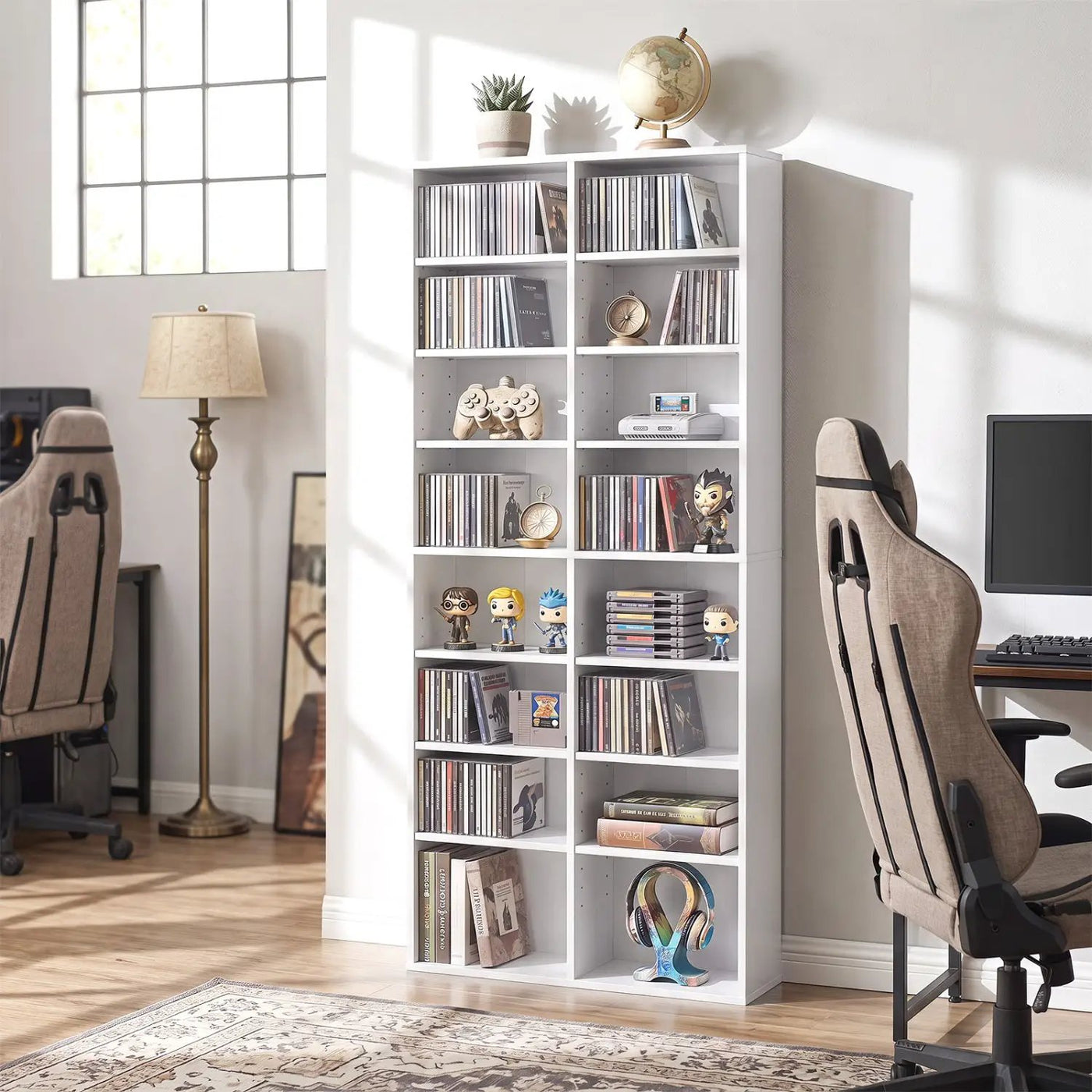 16 Compartment CD Storage Unit with Adjustable Shelves 54" by DirectDeals