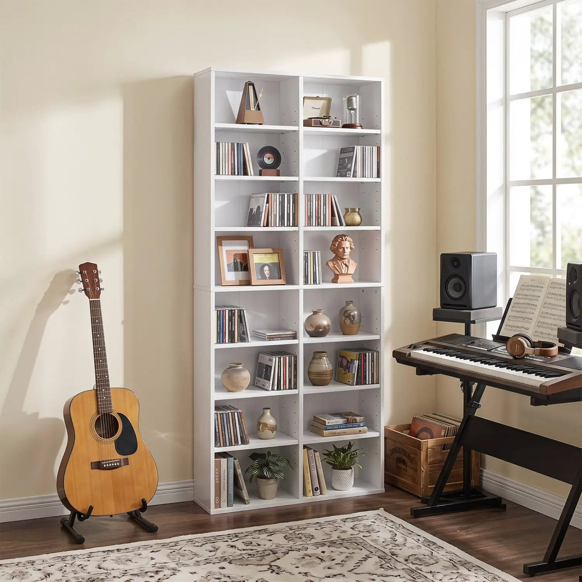 16 Compartment CD Storage Unit with Adjustable Shelves 54" by DirectDeals