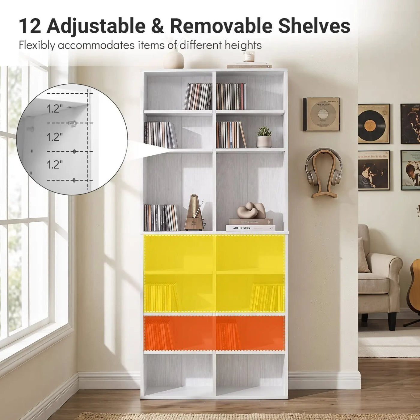 16 Compartment CD Storage Unit with Adjustable Shelves 54" by DirectDeals