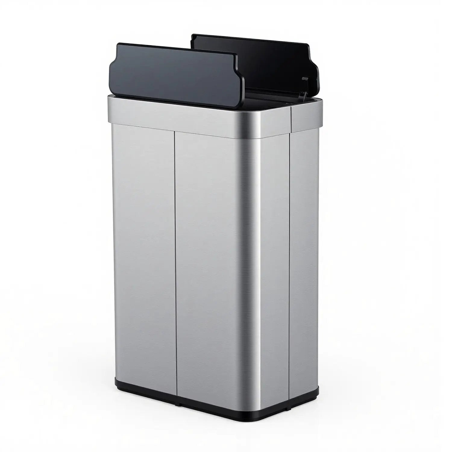 16 Gallon Trash Can with Wing Lids for Bedroom Bathroom Kitchen-Silver by DirectDeals