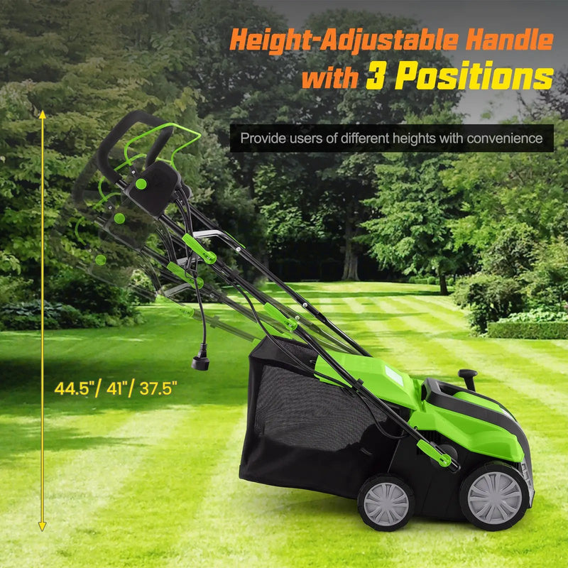 16-Inch Electric Lawn Dethatcher and Scarifier with Collection Bag by DirectDeals