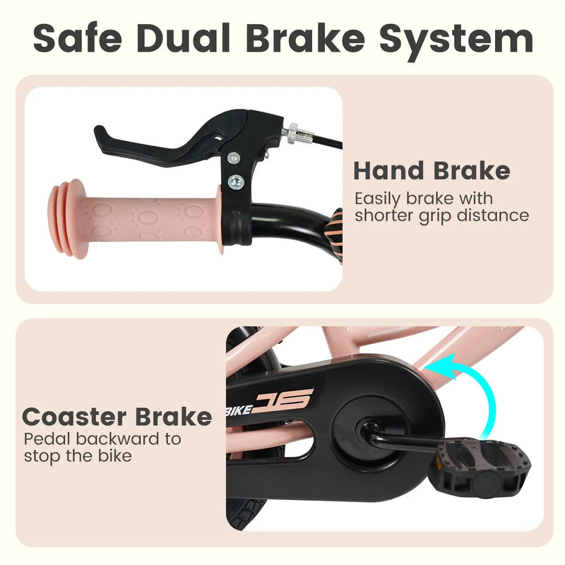 Kids Bike 12-18 Inch with Training Wheels - Pink by DirectDeals