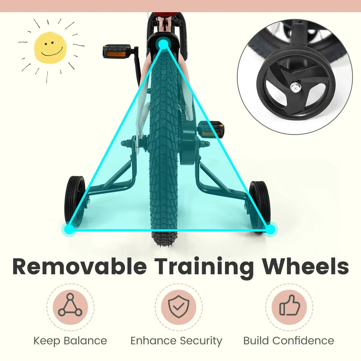 Kids Bike 12-18 Inch with Training Wheels - Pink, photo 24 of 32