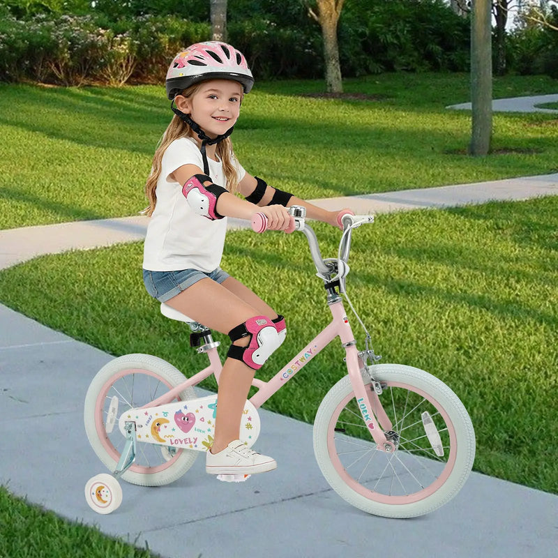 Kids Bike 12-18 Inch with Training Wheels - Pink Stars & Moon by DirectDeals