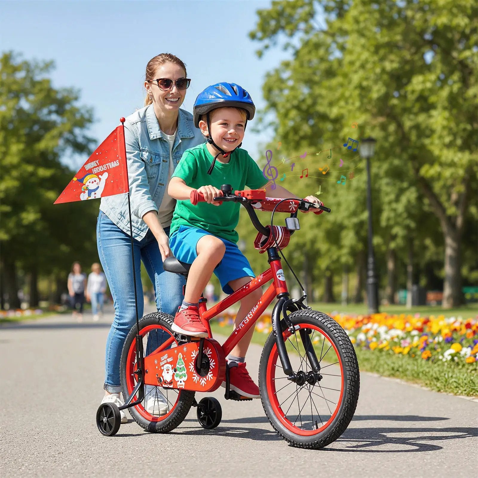 Kids Bike 12-18 Inch with Training Wheels & Christmas Music by DirectDeals