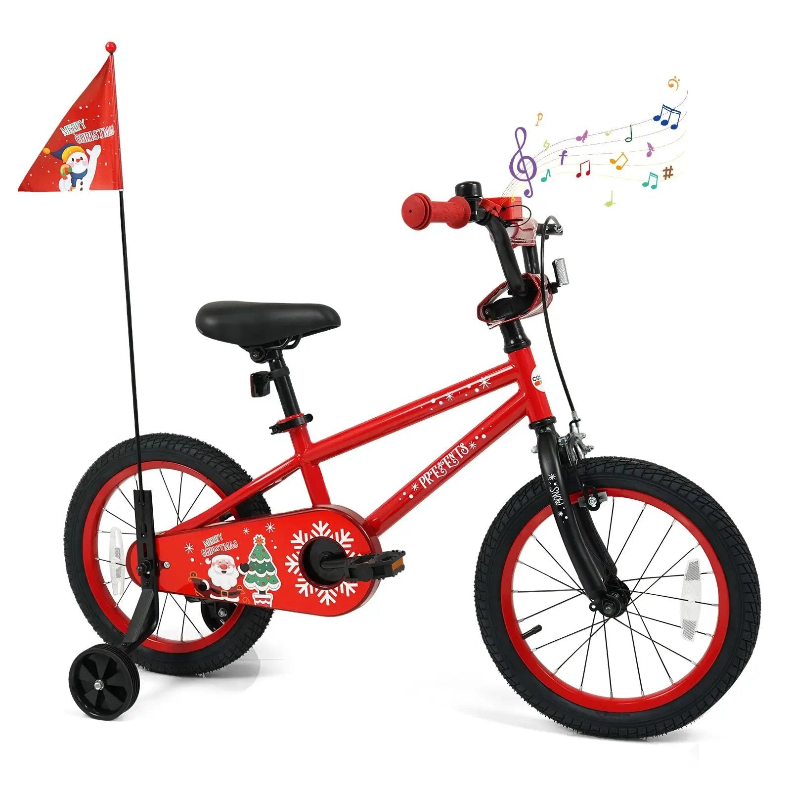 Kids Bike 12-18 Inch with Training Wheels & Christmas Music by DirectDeals