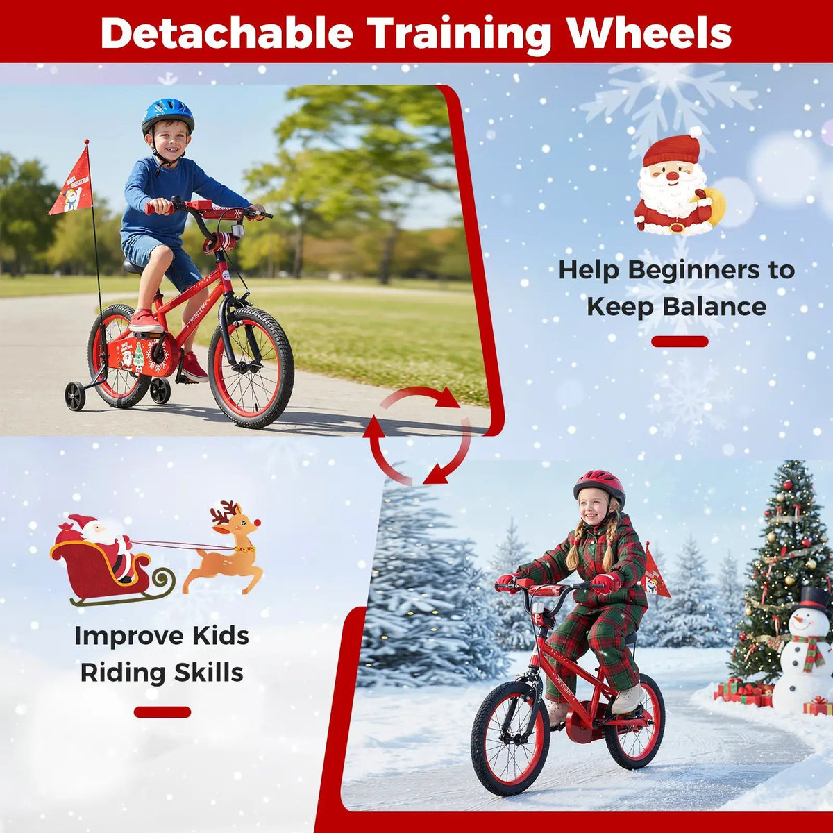 Kids Bike 12-18 Inch with Training Wheels & Christmas Music, photo 24 of 32