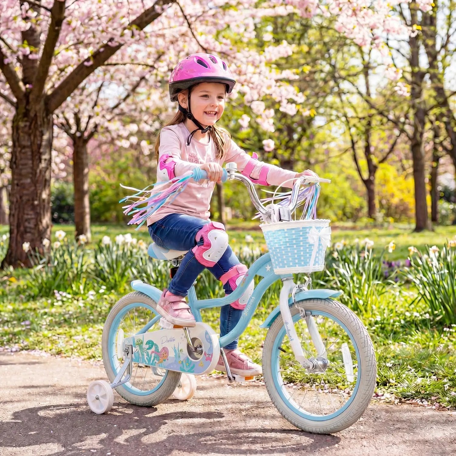 Kids Bike 12-20 Inch with Training Wheels & Basket by DirectDeals