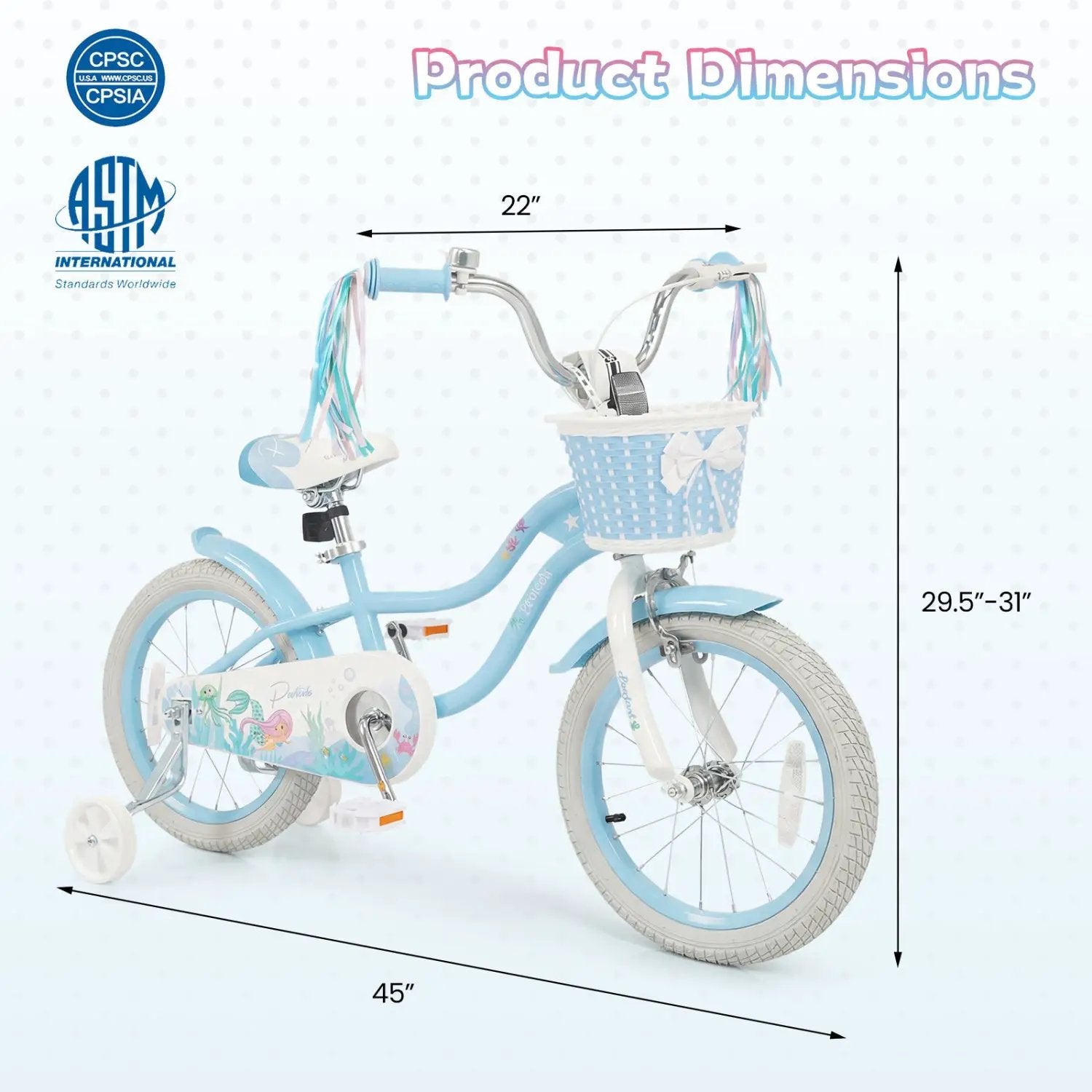 Kids Bike 12-20 Inch with Training Wheels & Basket by DirectDeals