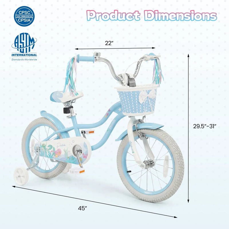Kids Bike 12-20 Inch with Training Wheels & Basket by DirectDeals