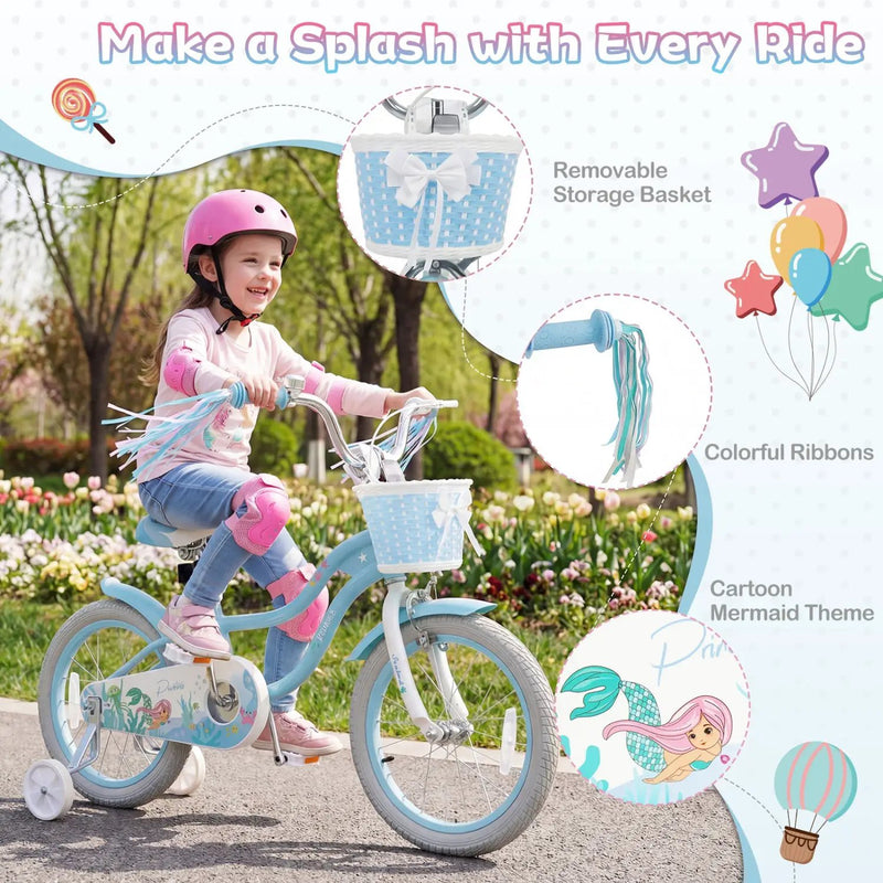 Kids Bike 12-20 Inch with Training Wheels & Basket by DirectDeals