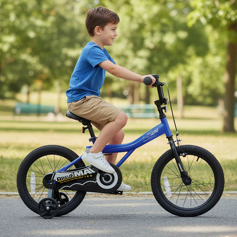 Kids Bike 14-Inch with Removable Training Wheels Navy by DirectDeals