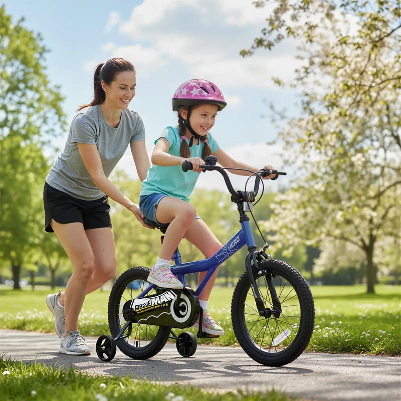 Kids Bike 14-Inch with Removable Training Wheels Navy by DirectDeals
