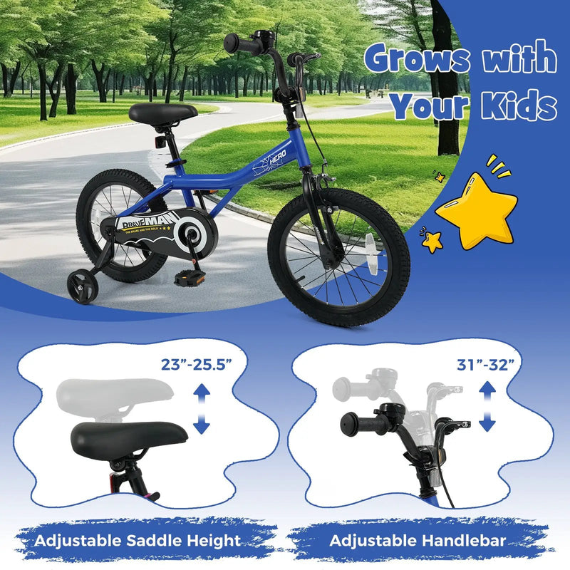 Kids Bike 14-Inch with Removable Training Wheels Navy by DirectDeals