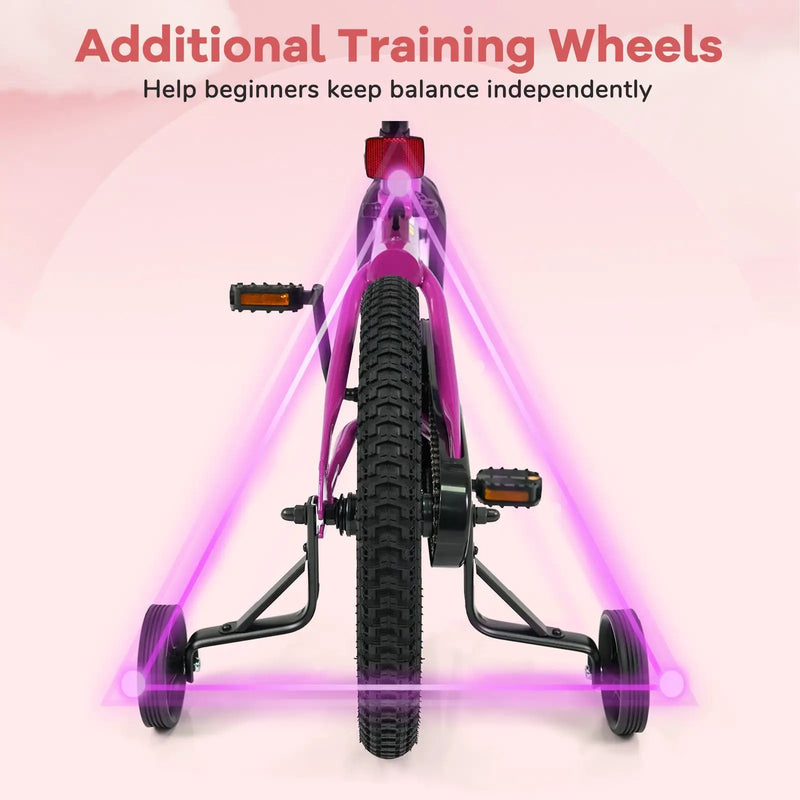 Kids Bike 14-Inch with Removable Training Wheels Pink by DirectDeals
