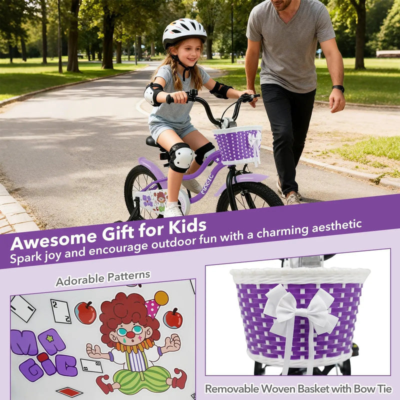 Kids Bike with Training Wheels 12-18 Inch - Purple by DirectDeals
