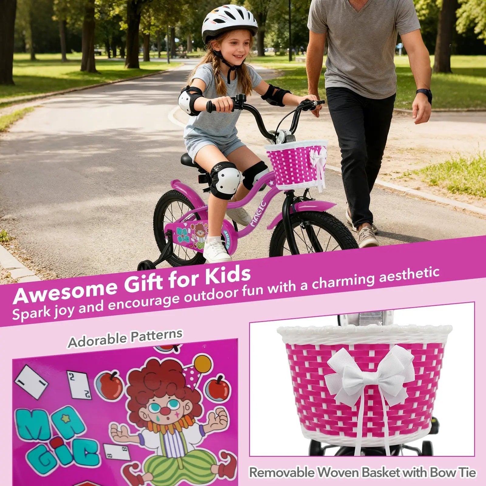 Kids Bike with Training Wheels 12-18 Inch - Magic Rose by DirectDeals