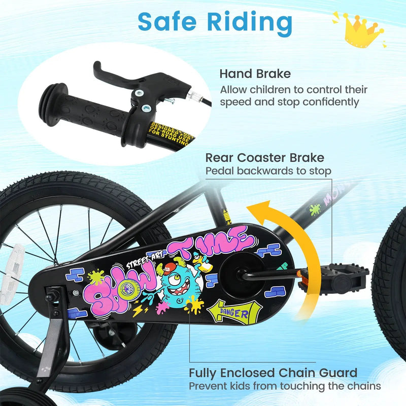 18-Inch Kids Bike with Training Wheels for Ages 4-8 by DirectDeals