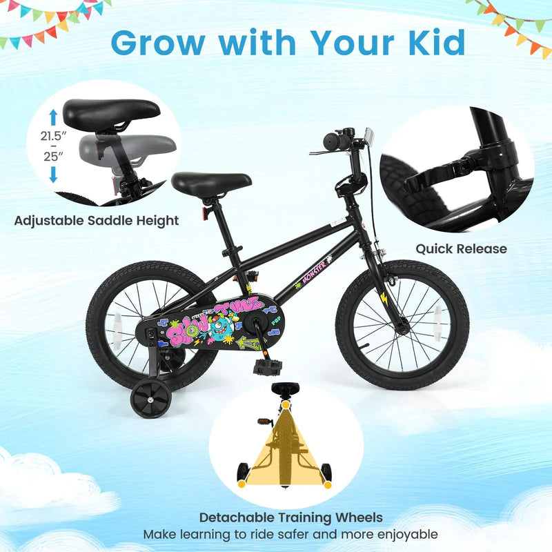 18-Inch Kids Bike with Training Wheels for Ages 4-8 by DirectDeals