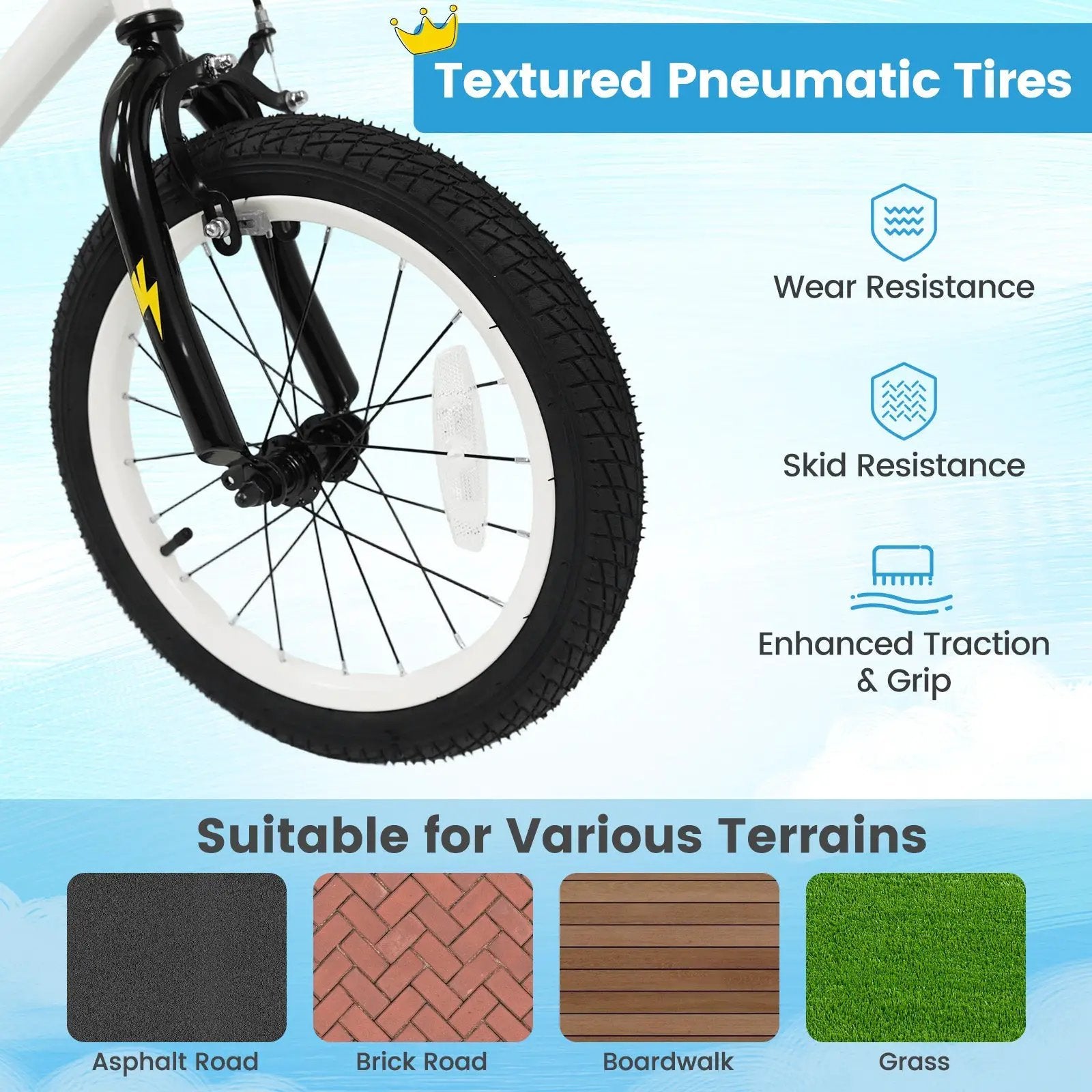 Kids Bike with Training Wheels 12-18 Inch White by DirectDeals