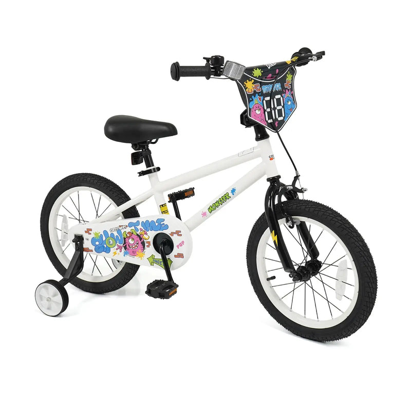 Kids Bike with Training Wheels 12-18 Inch White by DirectDeals