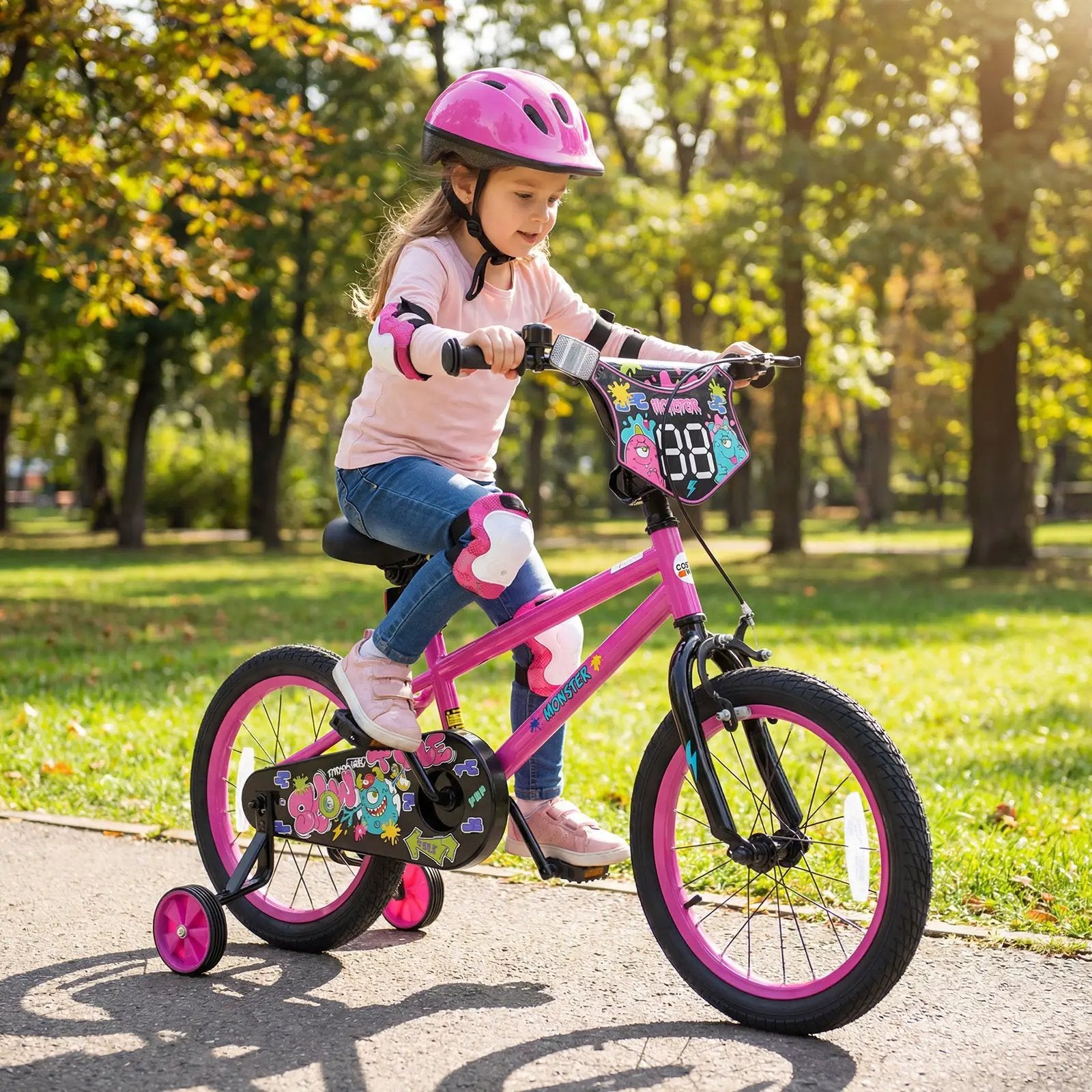 Kids Bike with Training Wheels 12-18 Inch Pink by DirectDeals