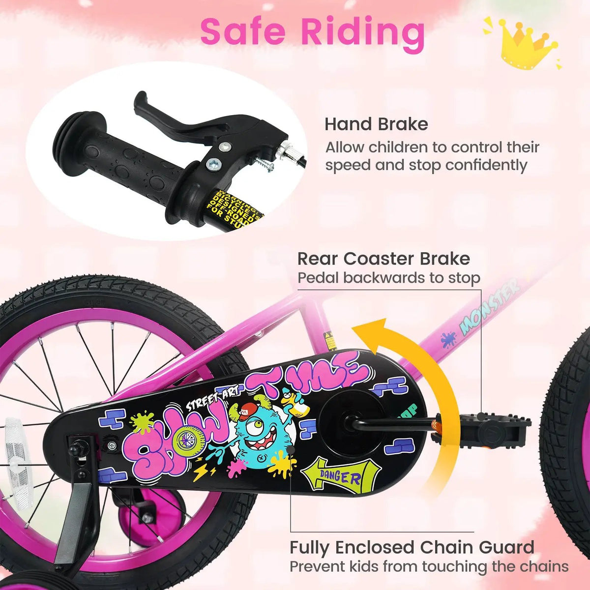 Kids Bike with Training Wheels 12-18 Inch Pink, photo 13 of 32
