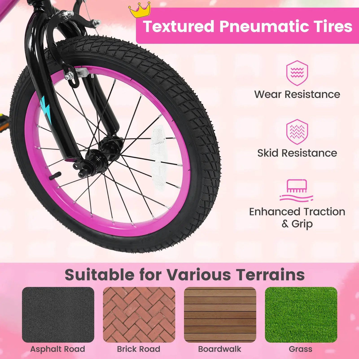 Kids Bike with Training Wheels 12-18 Inch Pink, photo 15 of 32