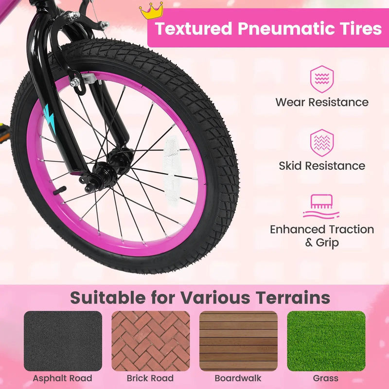 Kids Bike with Training Wheels 12-18 Inch Pink by DirectDeals
