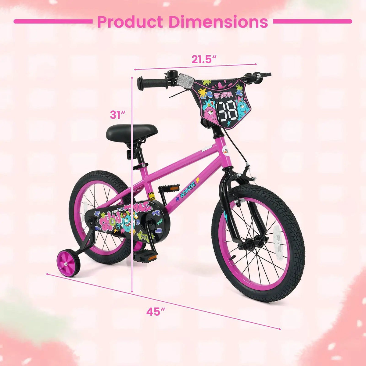 Kids Bike with Training Wheels 12-18 Inch Pink, photo 12 of 32