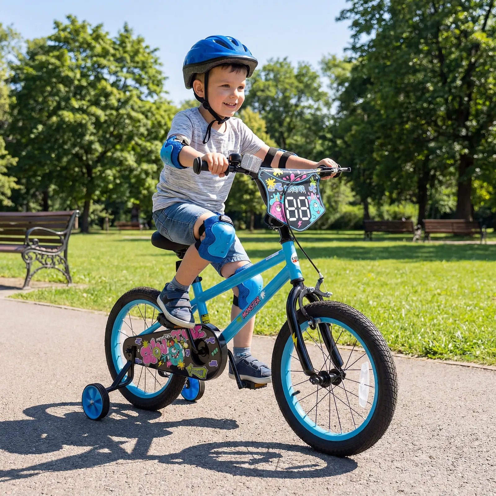Kids Bike 16 Inch with Training Wheels Ages 4-7 by DirectDeals
