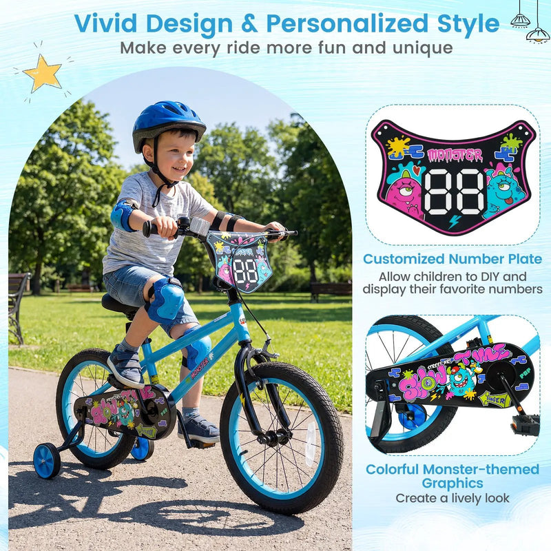 Kids Bike 16 Inch with Training Wheels Ages 4-7 by DirectDeals